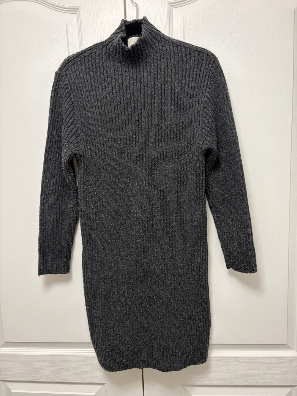 H&M Dark Charcoal Ribbed Turtleneck Sweater Dress